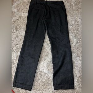 Zara Basic Dress Pants Womens 6 Black Pinstripe Mid Rise Flare Leg Trouser